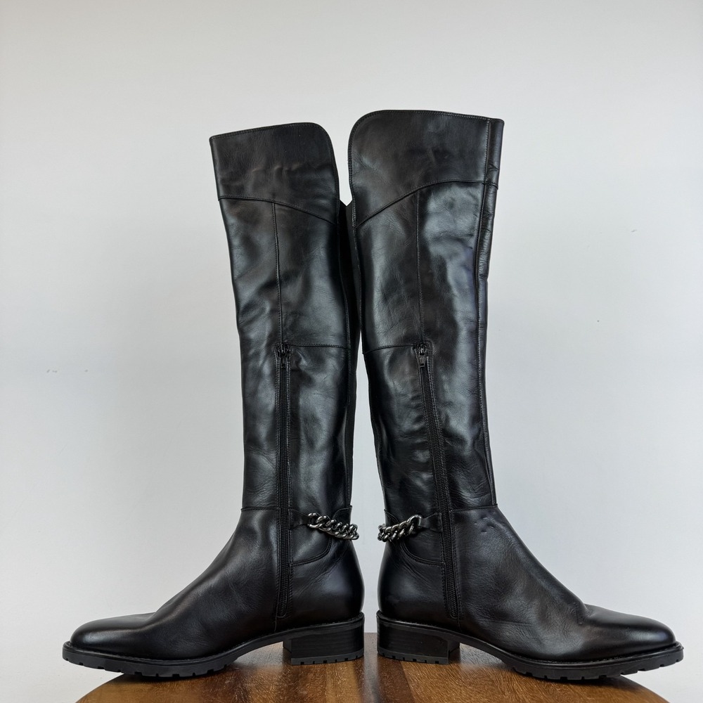 Womens Kurt Geiger London Vito Black Leather Chain Over The Knee Boots Size 8.5 - Picture 5 of 9